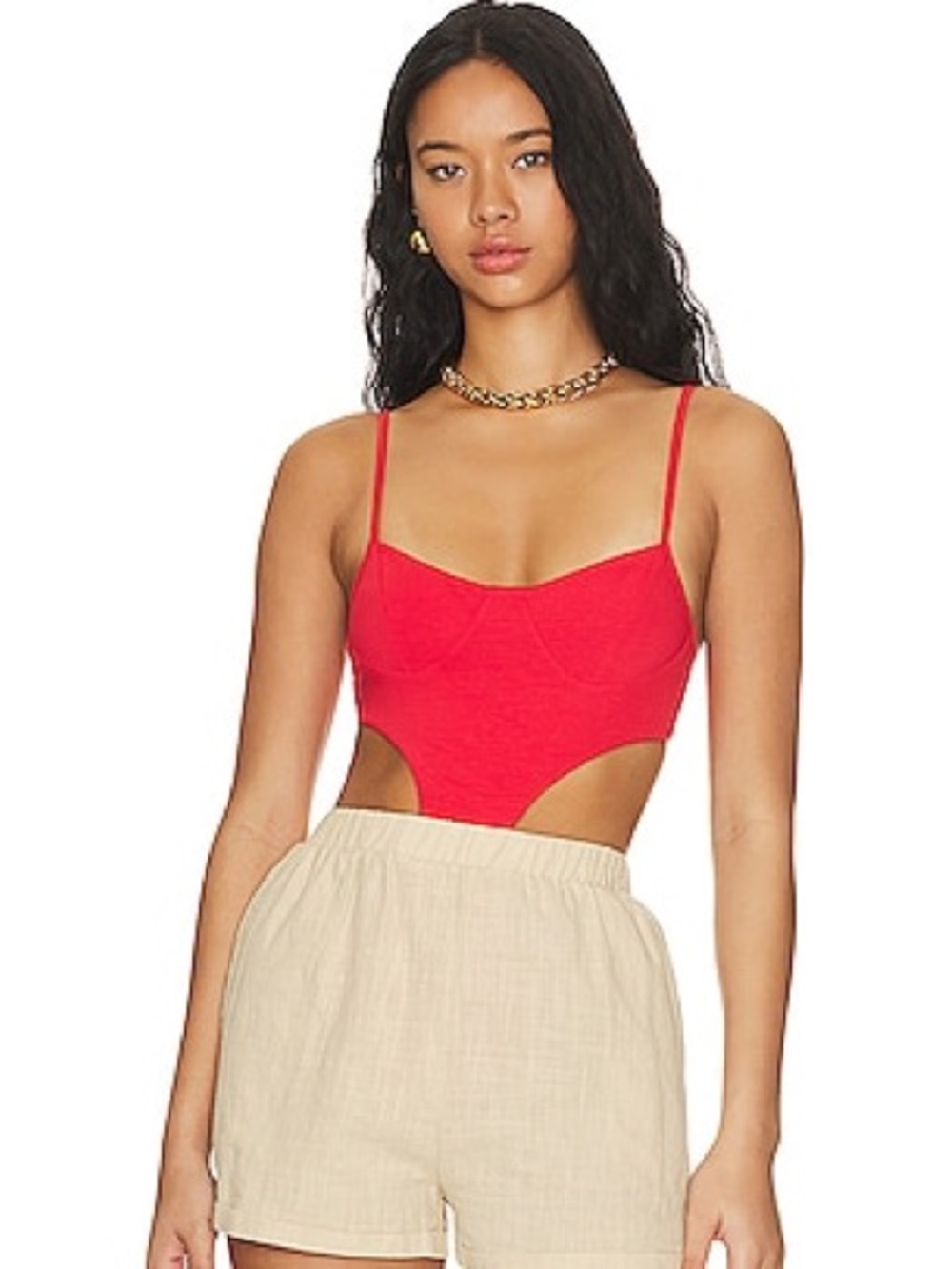 INDAH 
Pretty Please Bodysuit In Red
